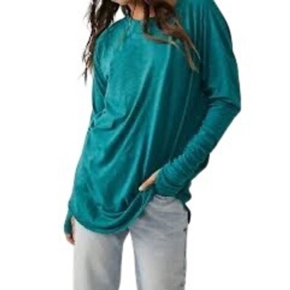 Free people‎ We The Free Teal Green Long Sleeve Top Women Size Small Cotton